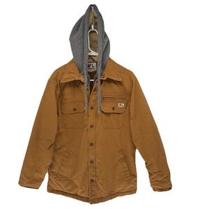 Wells Lamont Jacket Brown Canvas Sherpa Hooded Work Coat Quilt‎ Lined Men XL